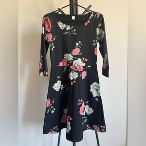 Old Navy Black Floral Long Sleeve Dress